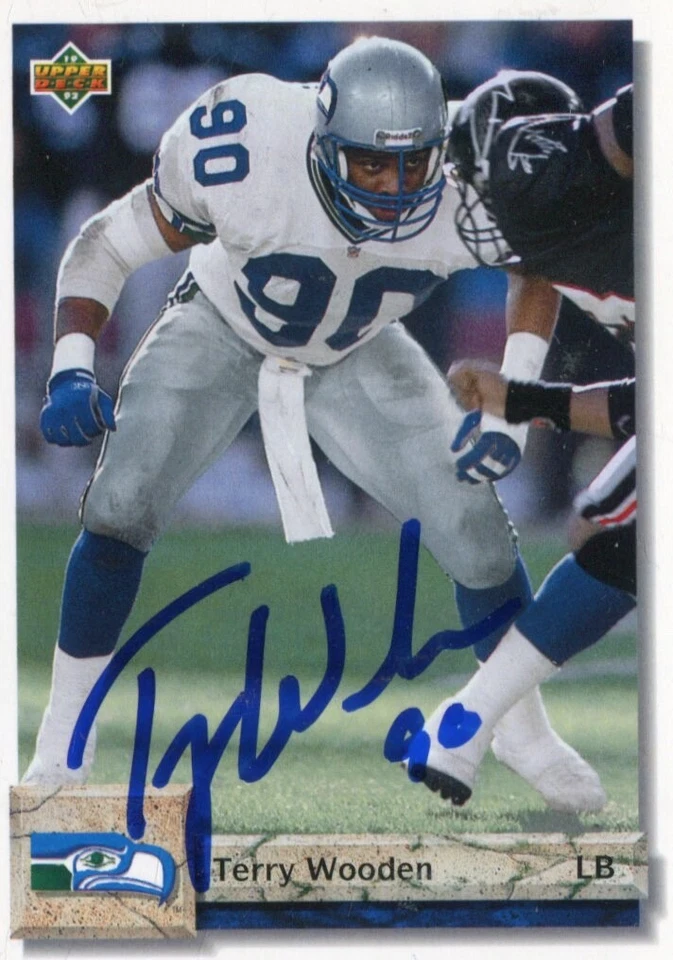 1992 Upper Deck - TERRY WOODEN - Hand Signed Autograph  SEATTLE SEAHAWKS - Image 1 of 1