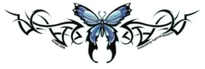 Beautiful Sky Blue BUTTERFLY TRIBAL Tattoo Style VInyl Sticker Tablet Decal - Picture 1 of 1