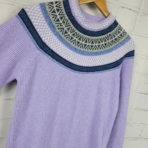 Fair Isle Knit Sweater Dress Free Assembly Lavender Womens XXL 18 Soft Fall - Picture 1 of 14