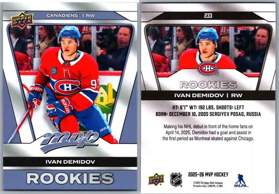 25-26 UPPER DECK MVP BASE & RC'S #1-250 - PICK FROM LIST - FREE COMBINED SHIP - Image 1 of 1