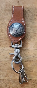 Authentic RARE Handmade Buffalo Nickle brown Leather key Holder - Picture 1 of 5