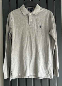 BOYS POLO RALPH LAUREN M AGE 10-12 YEARS GREY LONG SLEEVE COLLARED POLO T SHIRT - Picture 1 of 10