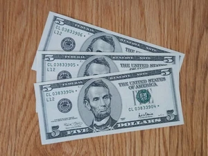 2001 $5 "STAR NOTE" UNC/GEM LOT (3) SAN FRANCISCO CL03833904*-CL03833906* - Picture 1 of 8