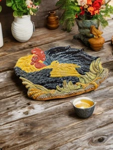 Colorful 15"  Porcelain "Countrt Rooster" Platter By Seymour Mann Inc. - Picture 1 of 5