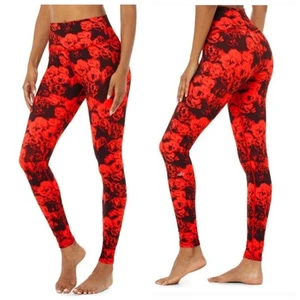 Alo Yoga Damen S rot schwarz rose Blumen Leggings Training Gym Pilates - Bild 1 von 15