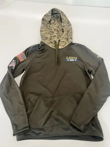 Nike Detroit Lions Cargo Khaki Thermal Pullover Hoodie Small Salute To Service - Picture 1 of 4