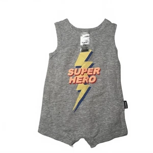 Bonds Baby Romper Size 000 (0-3 Months) Grey Super Hero Graphic - Foto 1 di 7