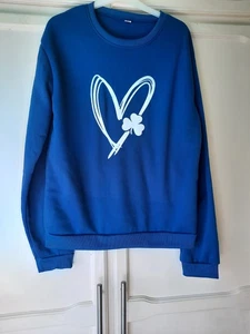 Damen Sweatshirt Gr. XL royalblau mit Herzmotiv. Neu - Bild 1 von 4