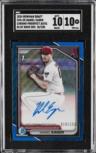 Daniel Eagen 2024 Bowman Draft #CPA-DE 1st AUTOGRAPH Blue Wave /150 SGC 10 AU 10 - Picture 1 of 2