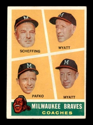 Entrenadores 1960 Topps #464 Scheffing/Wyatt/Pafko/Myatt Braves en muy buen estado/VGEX X3551538 Foto 1 de 3