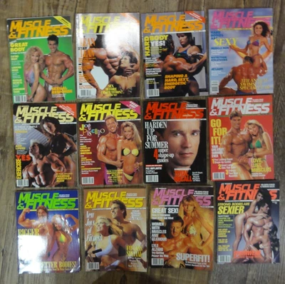 12 Issues Full Year Joe Weider's Muscle and Fitness Magazine 1990 Schwarzenegger Foto 1 de 4