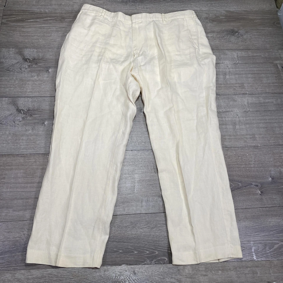 Pantalones de vestir Polo Ralph Lauren de lino para hombre 40x30 crema plisados vintage Foto 1 de 4