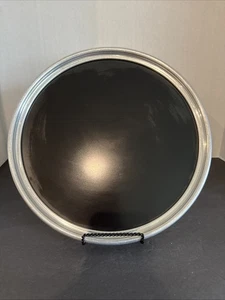 Vintage Silber Schwarz Formica 13 Zoll Runde Kanten Serviertablett - Bild 1 von 2