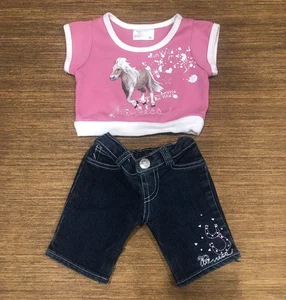 Build A Bear Cowgirl Horse Clothes Outfit, Jeans Denim Pink Shirt, Princess - Picture 1 of 7