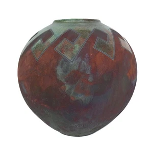 Large R. Kevin Kelley Raku Studio Pottery Vase Signed 11.5" x 11.5" - Picture 1 of 7