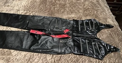 Conjunto de pantalones/top de mezclilla recubiertos negros Punk Rave para mujer M-L Foto 1 de 4