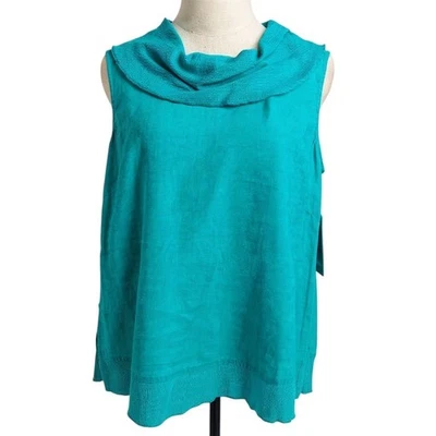Blusa informal de verano Ali Miles para mujer S azul cuello capucha sin mangas NUEVA Foto 1 de 4
