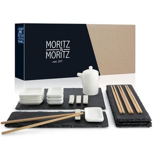 Sushi Set 22-Tlg. Sushigeschirr Set Service Schiefer Bambus Porzellan 4 Personen - Bild 1 von 7