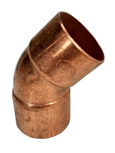 45-Degree Elbow 1-1/2" C x C CTS Solder Joint Copper Sweat Fitting - Picture 1 of 8