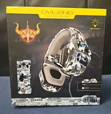 OVLENG Gaming Headset, PS4, PC, Xbox One, Mobile with Mic, LED Light, Headphones - Image 1 of 4