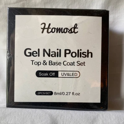 Juego de 2 piezas de esmalte de uñas en gel Homost conjunto de capa superior y base resultado profesional de casa Foto 1 de 4