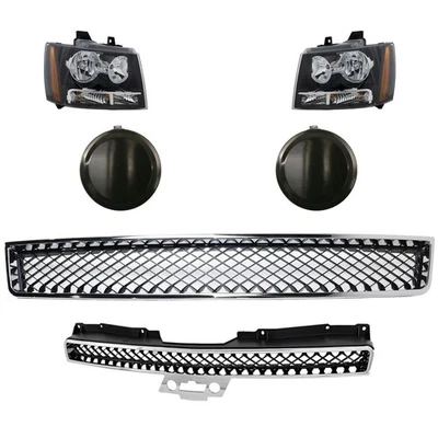 Headlamp Kit For 2007-2014 Chevrolet Tahoe LH RH Halogen Assy with Bumper Grille - Image 1 of 4