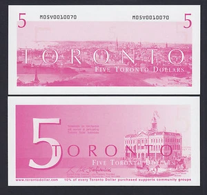 Canada Local Currency 2008 Five TORONTO Dollars UNC - Picture 1 of 1