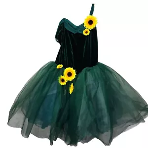 Costume danza balletto Weissman taglia XLC bambino verde velluto girasole spandex - Foto 1 di 8
