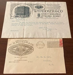 NEW YORK ~ W. H. HOOKER & CO., ENGLISH REMEDIES ~ LETTERHEAD + ADV. COVER 1893 - Picture 1 of 2
