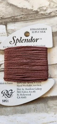 Rainbow Gallery Splendor Brown 851 100% Silk 8 Yards Needlework - Image 1 of 2