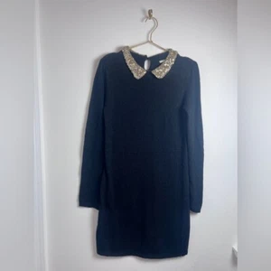 Kling Pulloverkleid schwarz gold Glitzer Peter Pan Kragen Urlaub Silvester  - Bild 1 von 11