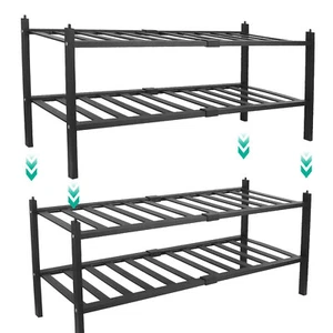 Bamboo 2/4 Tier Shoe Rack Stackable Shoe Shelf Storage Organizer Closet Bedroom - Picture 1 of 16