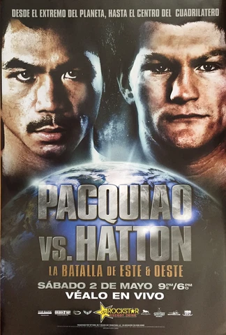 Original Vintage Manny Pacquiao vs. Rickey Hatton Spanish Boxing Fight Poster Cover
