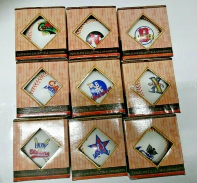 Equipo de béisbol de la Liga Negra adornos de porcelana 9 equipos nuevo en caja (P3) Foto 1 de 4