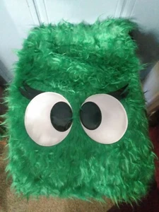 Cat & Jack™ Target Kids Furry Faux Fur Cinch Drawstring Backpack with Eyes Green - Picture 1 of 3