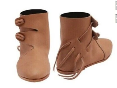 Medieval Era Leather Lace Button Boots Pair New For Men and Women Footwear New - Image 1 of 4