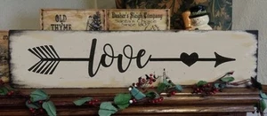 Primitive Sign Love with Arrow Motivational Inspirational Country - Picture 1 of 2