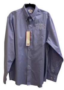 Mens NWT Large Cutter and Buck White Blue Shirt Long Sleeves - Picture 1 of 10