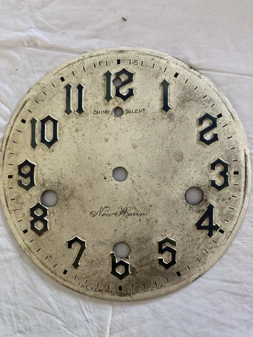 VINTAGE CHIME SILENT  NEW HAVEN 5” brass clock face Cover