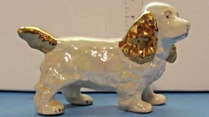 Cocker Spaniel in White and Gold Pearl Lustreware Iridescent Dog - Picture 1 of 5