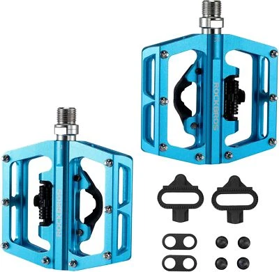 ROCKBROS Bike Pedals SPD Lock Pedals Non-Slip 2 in 1 Dual Function Pedals 9/16" - Image 1 of 4