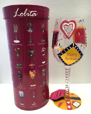 NEW Lolita Wine Glass  Birthday Girl Hand Painted 15 oz - Image 1 of 3
