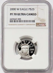2000 W PLATINUM PROOF $25 AMERICAN EAGLE NGC PF 70 UC STATUE OF LIBERTY - Picture 1 of 2