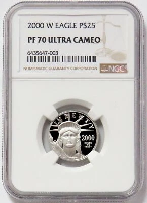 2000 W PLATINUM PROOF $25 AMERICAN EAGLE NGC PF 70 UC STATUE OF LIBERTY - Image 1 of 2