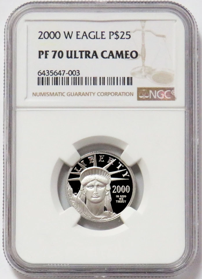 2000 W PLATINUM PROOF $25 AMERICAN EAGLE NGC PF 70 UC STATUE OF LIBERTY - Image 1 of 2