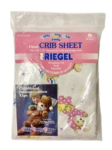 Teddy Beddy Bear & Friends Cotton Fitted Crib Sheet Riegel 28" x 52" Vintage NOS - Picture 1 of 24