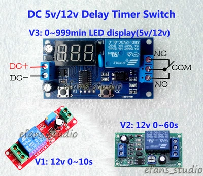 DC 5V 12V Adjustable Delay Time Turn On Off Switch Timer Relay Module Board - Image 1 of 3