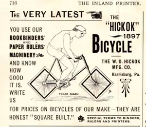 Fahrrad von Hickok Druck keine gratis Silberkarikatur + Anzeige 1897 - Bild 1 von 4