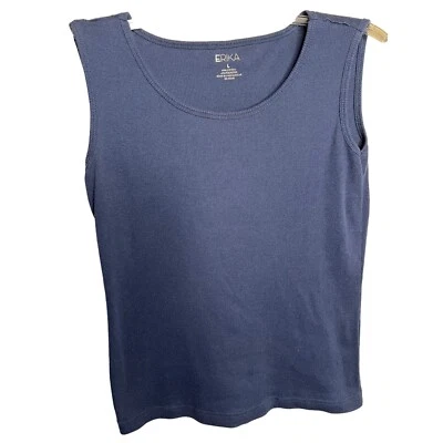 Erika Mujer Camiseta Sin Mangas Grande Azul Elástica Informal Foto 1 de 4