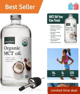 Organic MCT Oil 32oz – Cold Pressed Virgin Coconut Keto Paleo Vegan Pure Quality - Picture 1 of 7